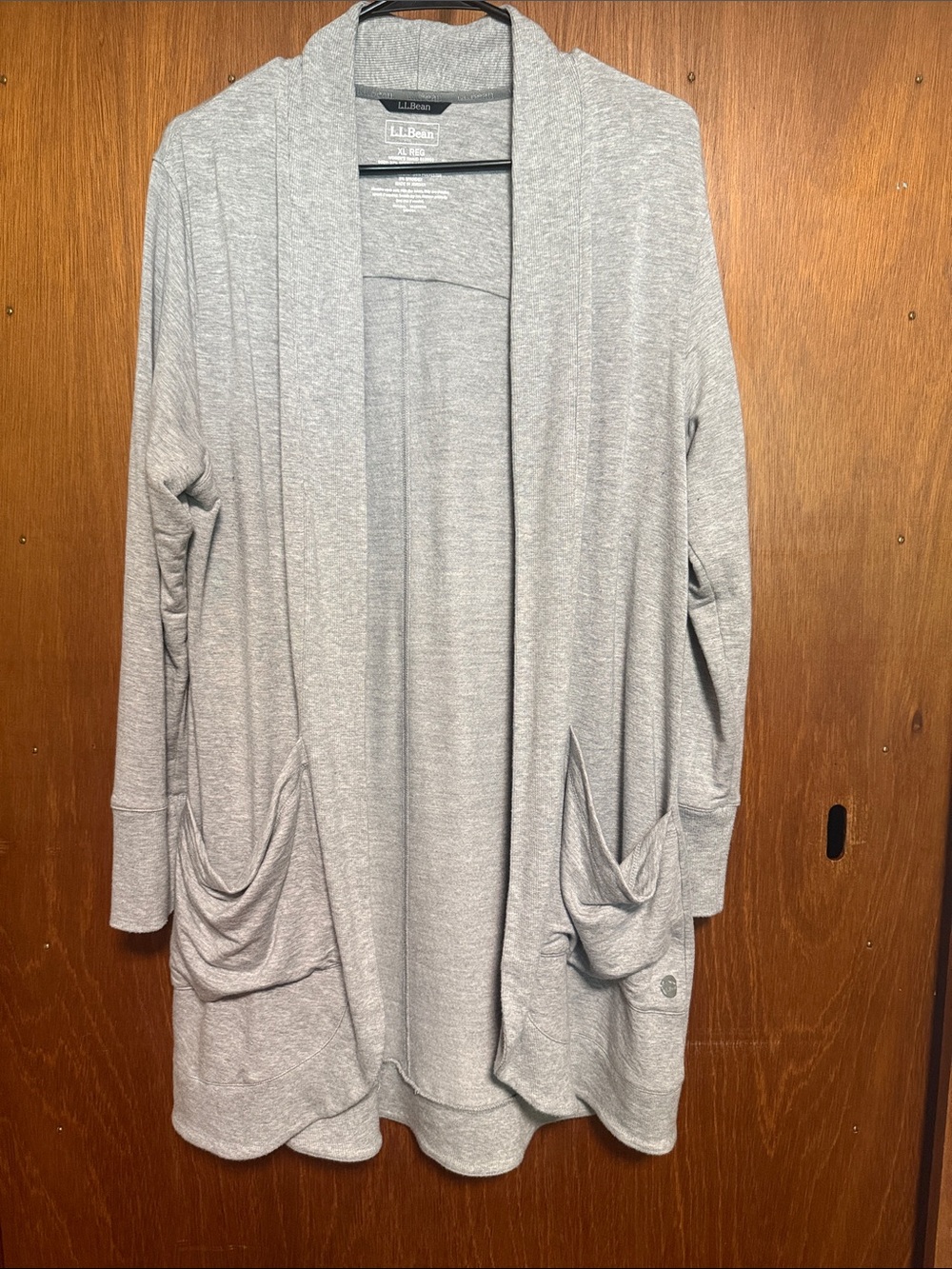 L.L. Bean Open-Front Draped Cardigan in Heather Gray
